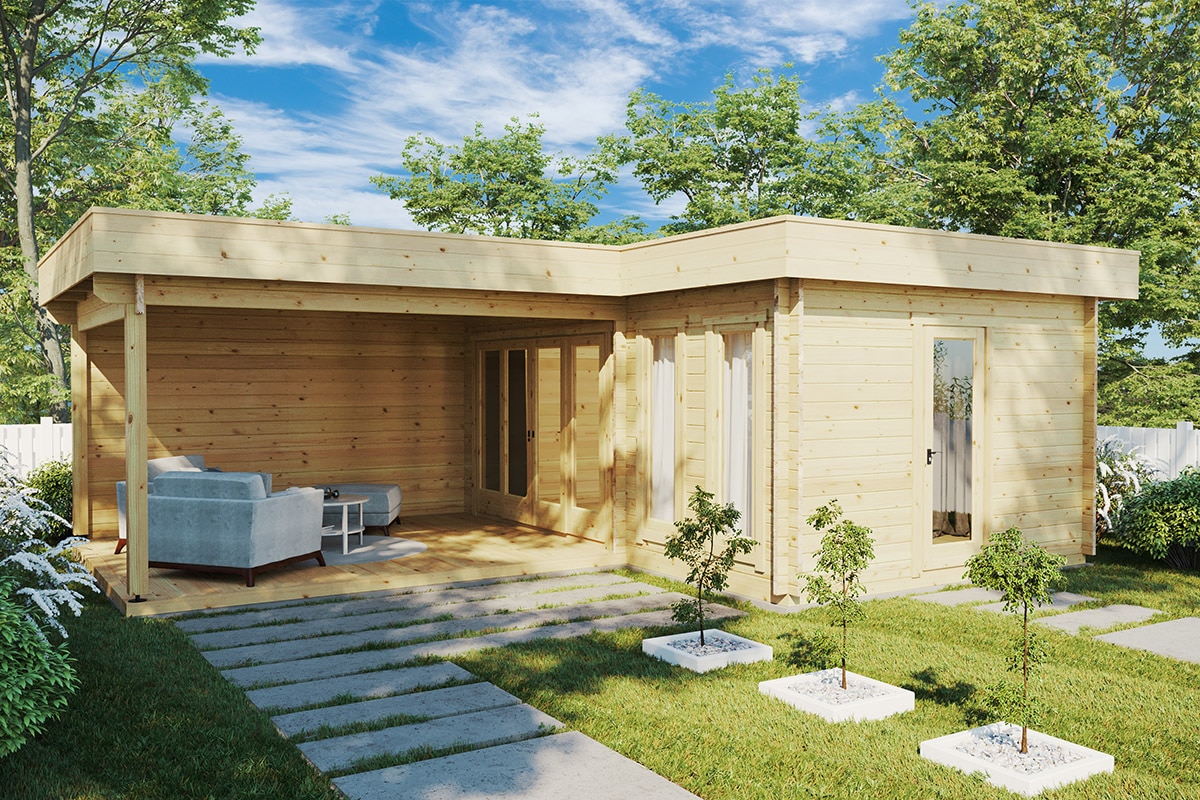 Eck-Gartenhaus “Hansa Corner A” 7x5m Eck-Gartenhaus “Hansa Corner A” 7x5m