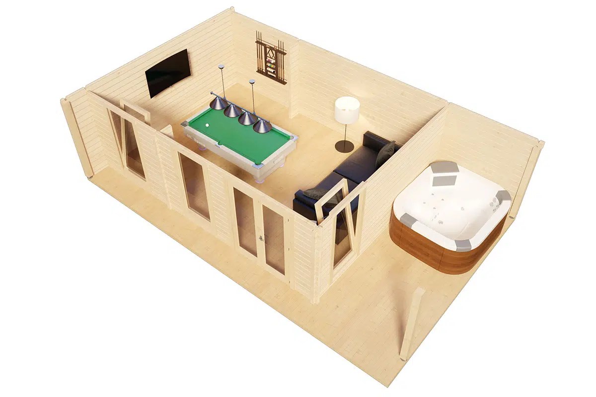 Großes Gartenhaus “Hansa Lounge XXL” 8x5m | Großes Gartenhaus mit 5x8m Außenmaß | XXL-Gartenhaus mit Terrasse – Bild 2