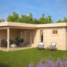 Gartenhaus mit Sauna und Terrasse “Hansa A” 7x7m Gartenhaus mit Sauna und Terrasse “Hansa A” 7x7m