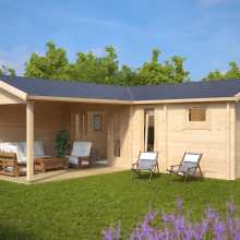 Gartenhaus mit Sauna und Terrasse “Hansa B” 7x7m Gartenhaus mit Sauna und Terrasse “Hansa B” 7x7m