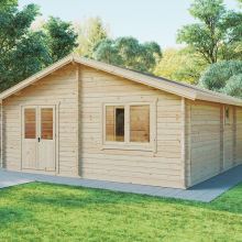 Blockhaus mit zwei Schlafzimmern “Irland” 6x7m Blockhaus mit zwei Schlafzimmern “Irland” 6x7m