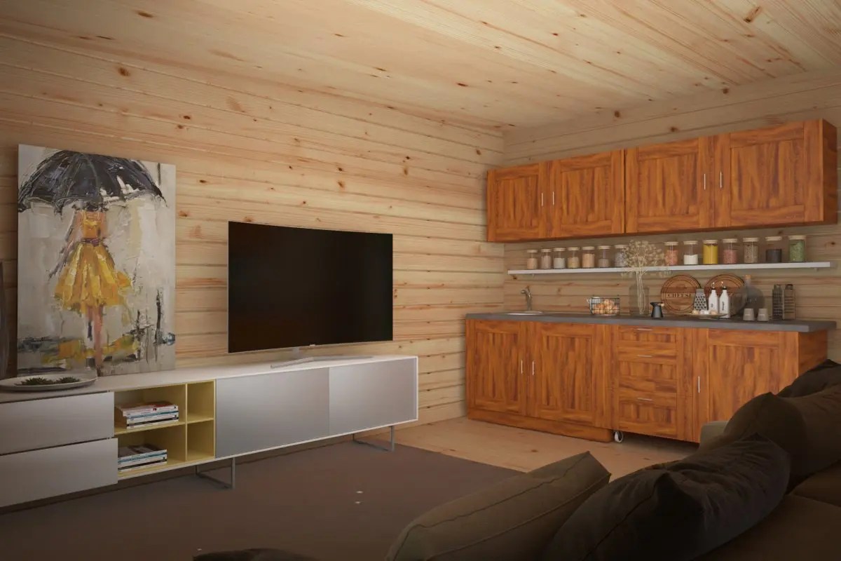 Gartenhaus mit Vordach “Ian E” 5x4m | Gartenhaus mit Vordach | Modernes Holz-Vordach | Überdachung im Garten – Bild 2