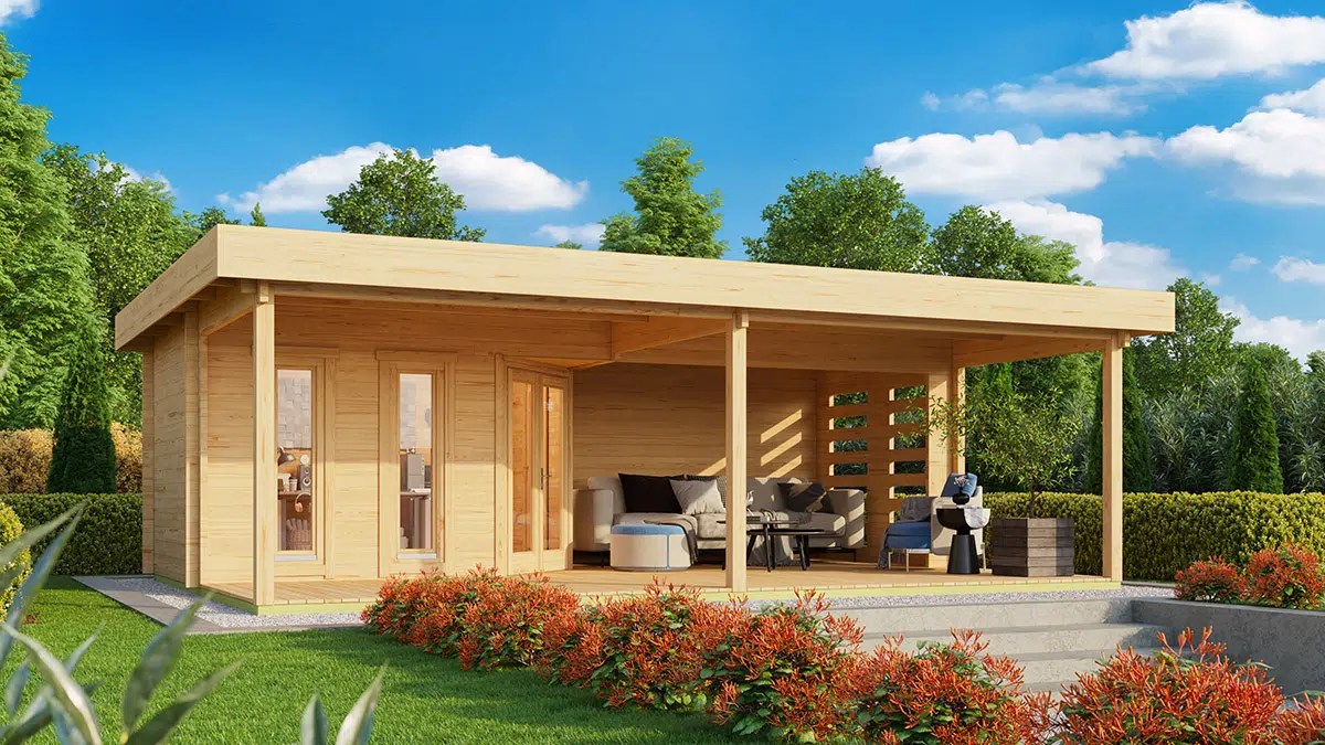 Gartenhaus mit Terrasse “Garden Paradise A” 8x5m Gartenhaus mit Terrasse “Garden Paradise A” 8x5m