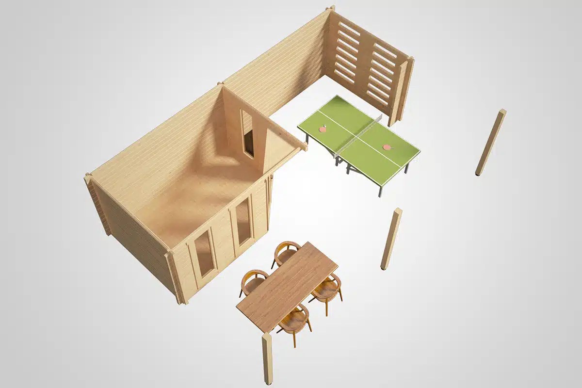 Gartenhaus mit Vordach „Paradise B” 8x5m | Gartenhaus mit Vordach | Modernes Holz-Vordach | Überdachung im Garten | Gartenhaus mit Überdachung – Bild 2