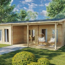 Blockhaus mit drei Schlafzimmern “Hansa Holiday D” 9x8m Blockhaus mit drei Schlafzimmern “Hansa Holiday D” 9x8m