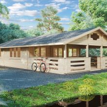 Blockhaus mit zwei Schlafzimmern “Holiday F” 8x13m Blockhaus mit zwei Schlafzimmern “Holiday F” 8x13m