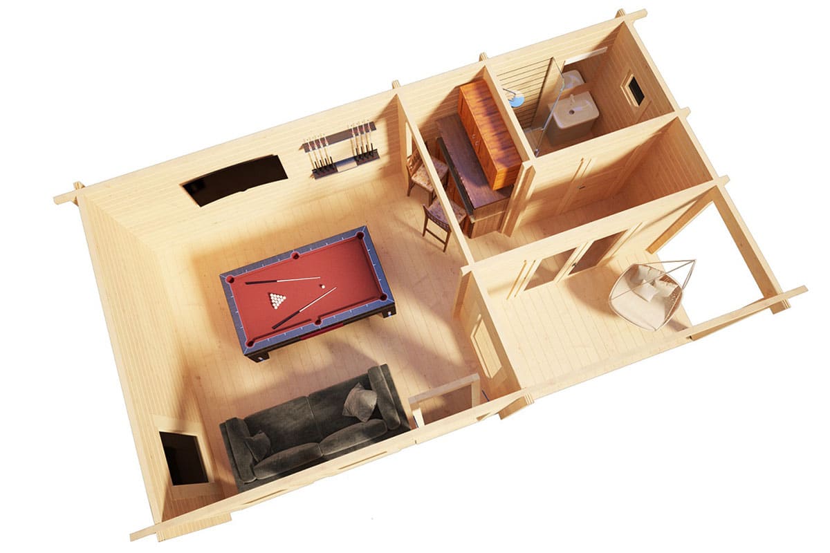 Gartenhaus mit Terrasse “Malaga 2” 7x4m | Gartenhaus mit Veranda 7x4m | Gartenhaus mit Terrasse und Terrassenüberdachung – Bild 2