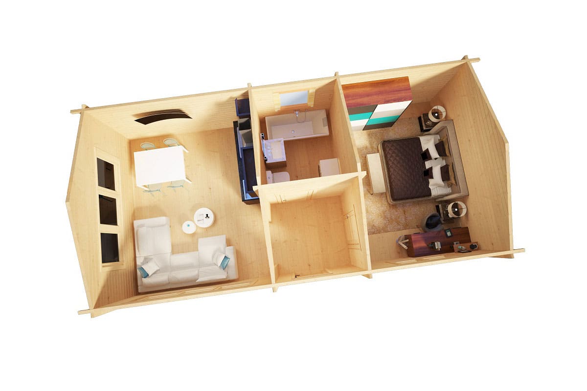 Blockhaus mit Schlafzimmer “Hansa Holiday H” | Großes Blockhaus als Ferienhaus kaufen | Blockbohlenhaus als Sommerhaus kaufen – Bild 2