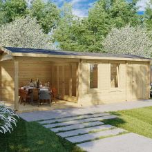 Gartenhaus mit Terrasse & Schuppen “Super Nora E” 8x4m Gartenhaus mit Terrasse & Schuppen “Super Nora E” 8x4m