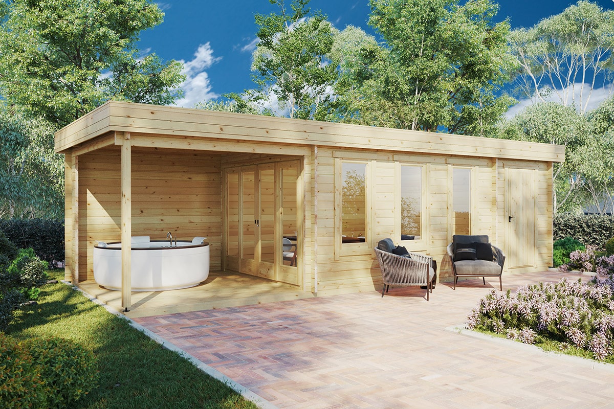 Gartenhaus mit Schuppen und Terrasse “Super Jacob E” 9x4m Gartenhaus mit Schuppen und Terrasse “Super Jacob E” 9x4m