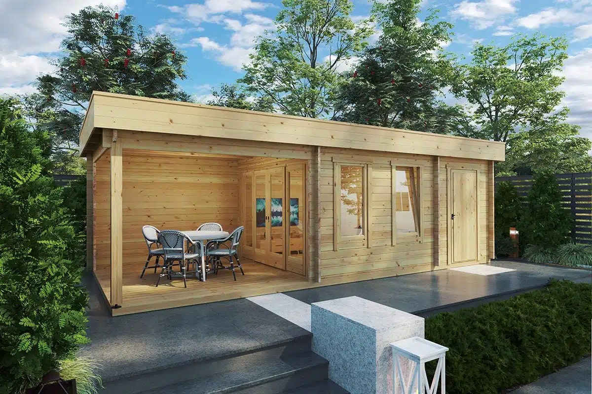 Gartenhaus mit Schuppen & Terrasse “Super Lucas E” 8x4m Gartenhaus mit Schuppen & Terrasse “Super Lucas E” 8x4m