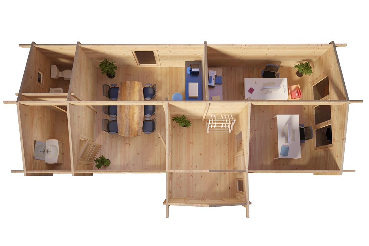 Großes Gartenbüro “Hansa 2” 10x4m | 4x10 m großes Gartenhaus mit Gartenbüro | 10x4m großes Holzhaus mit Home-Office – Bild 2