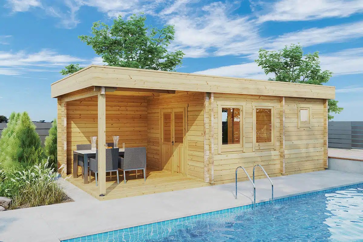 Gartensauna mit Terrasse “Lucas E” 8x4m Gartensauna mit Terrasse “Lucas E” 8x4m