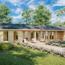 Großes Blockhaus mit 3 Schlafzimmern “Holiday L” 18x7m Großes Blockhaus mit 3 Schlafzimmern “Holiday L” 18x7m