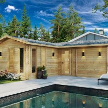 Großes Gartenhaus mit Sauna “Devon 3” 8x8m Großes Gartenhaus mit Sauna “Devon 3” 8x8m
