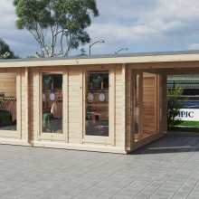 Großes Gartenzimmer mit Vordach “David 2” 8x4m Großes Gartenzimmer mit Vordach “David 2” 8x4m