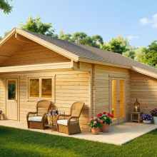 Blockhaus mit Schlafboden “Dallas” 7x7m Blockhaus mit Schlafboden “Dallas” 7x7m