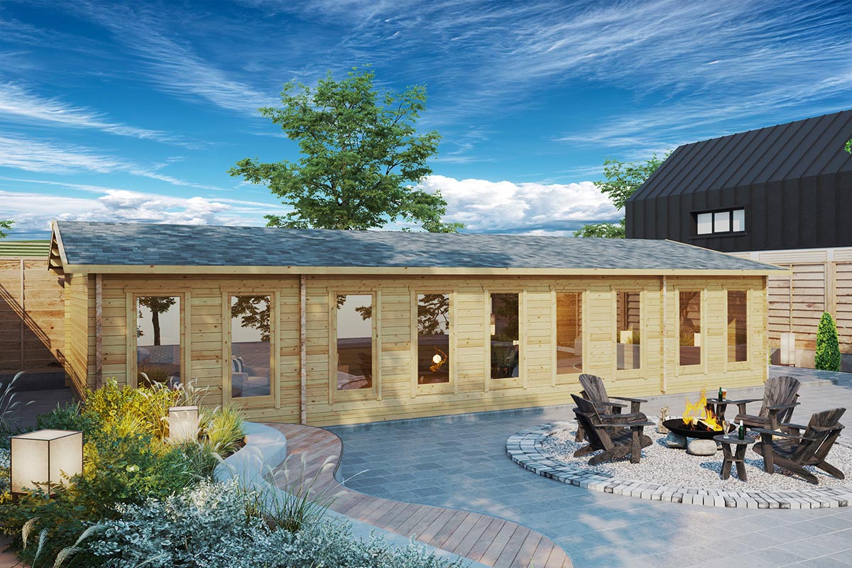 Blockbohlenhaus “Konferenzraum” 14x7m Blockbohlenhaus “Konferenzraum” 14x7m