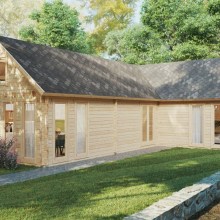 Großes Blockhaus mit Schlafboden “Holiday Max 1” 12x9m Großes Blockhaus mit Schlafboden “Holiday Max 1” 12x9m