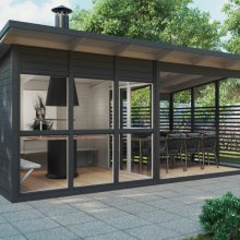 Grillpavillon mit Terrasse “Elias” 6x4m Grillpavillon mit Terrasse “Elias” 6x4m