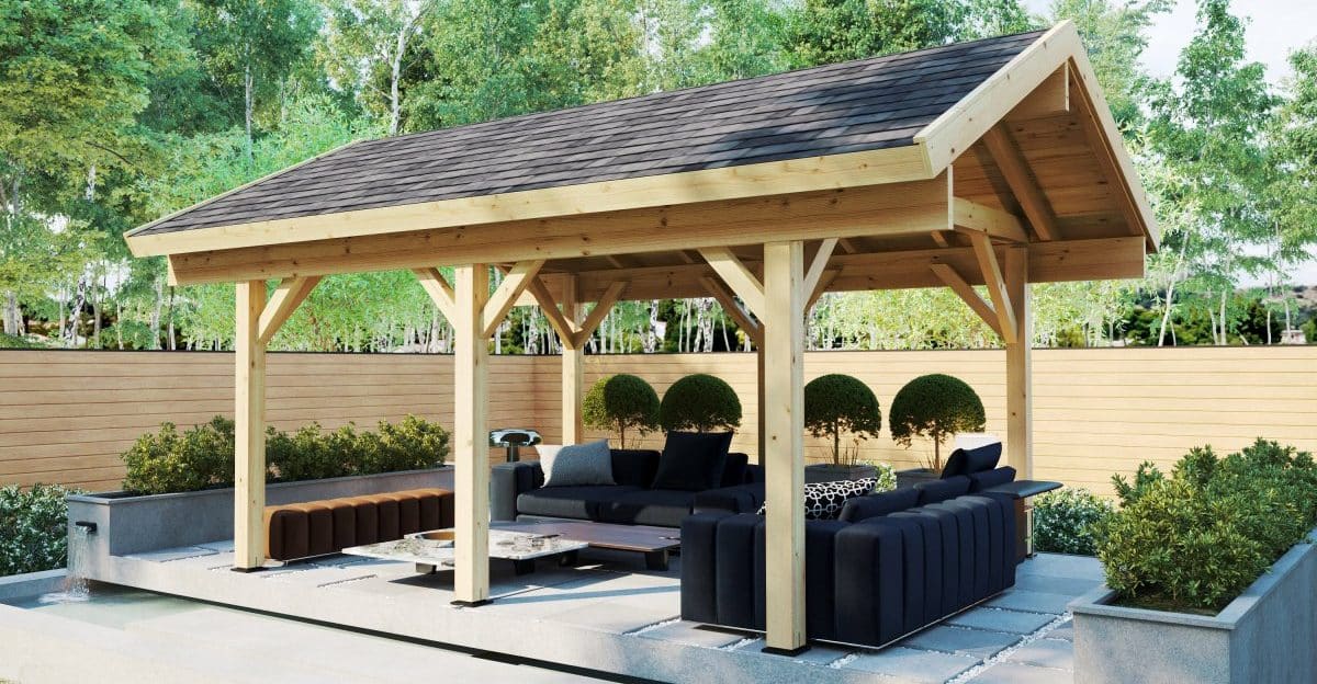 Gartenpavillon “Henley” 4x5m | Pergola aus Holz | Überdachung aus Holz für den Garten | Moderne Terrassenüberdachung aus Holz – Bild 2