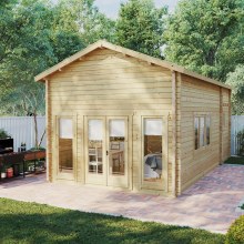 Blockbohlenhaus mit Schlafboden “Stefan 1” 4x7m Blockbohlenhaus mit Schlafboden “Stefan 1” 4x7m