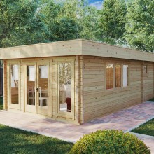 Blockhaus mit Schlafzimmer und Duschraum “Stefan 3” 4x7m Blockhaus mit Schlafzimmer und Duschraum “Stefan 3” 4x7m