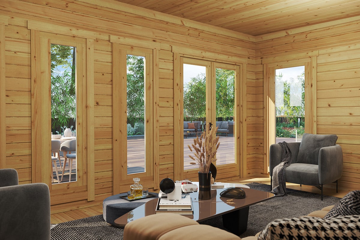 Modernes Gartenhaus “Grace” 5x4m | Modernes Gartenhaus mit Flachdach | 4x5m großes Gartenhaus aus Holz | Gartenlounge – Bild 2