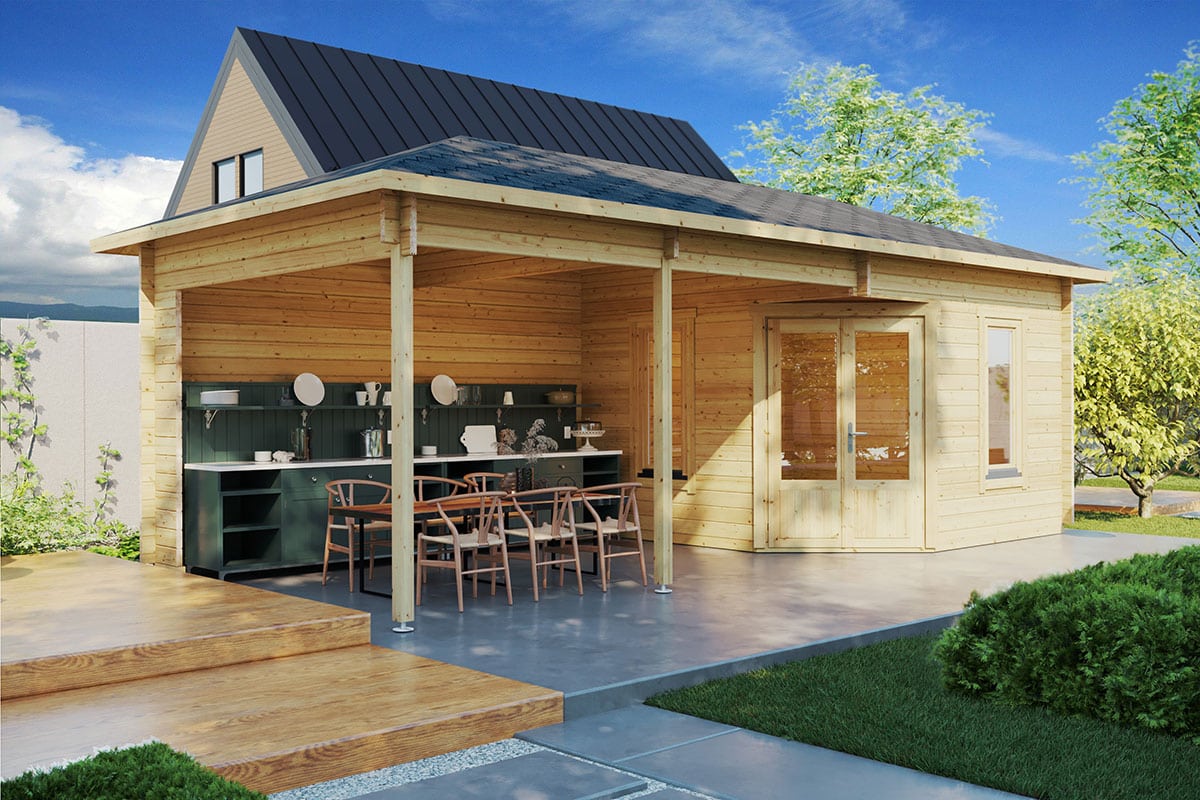 Gartenhaus mit Vordach “Sophia” 8x4m Gartenhaus mit Vordach “Sophia” 8x4m