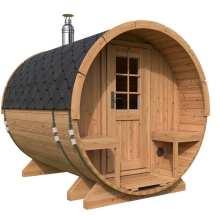 Kleine Fasssauna mit Terrasse 2x3m Kleine Fasssauna mit Terrasse 2x3m