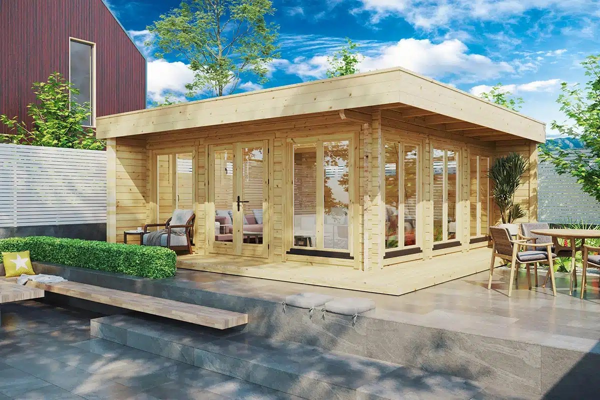 Geräumiges Gartenhaus mit Veranda “Roger” 6x6m Geräumiges Gartenhaus mit Veranda “Roger” 6x6m