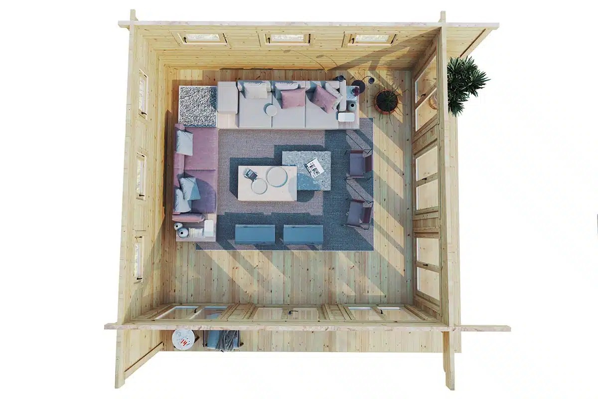 Geräumiges Gartenhaus mit Veranda “Roger” 6x6m | Geräumiges Gartenhaus mit großer Veranda | 6x6m großes Gartenhaus – Bild 2