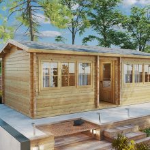 2-Räumen Holzhaus mit Toilette “Granada” 7x4m 2-Räumen Holzhaus mit Toilette “Granada” 7x4m
