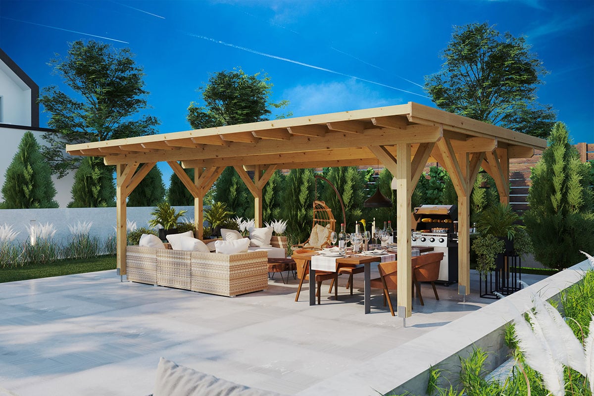 Großer Pultdach-Pavillon “Dora XL” 6x5m Großer Pultdach-Pavillon “Dora XL” 6x5m