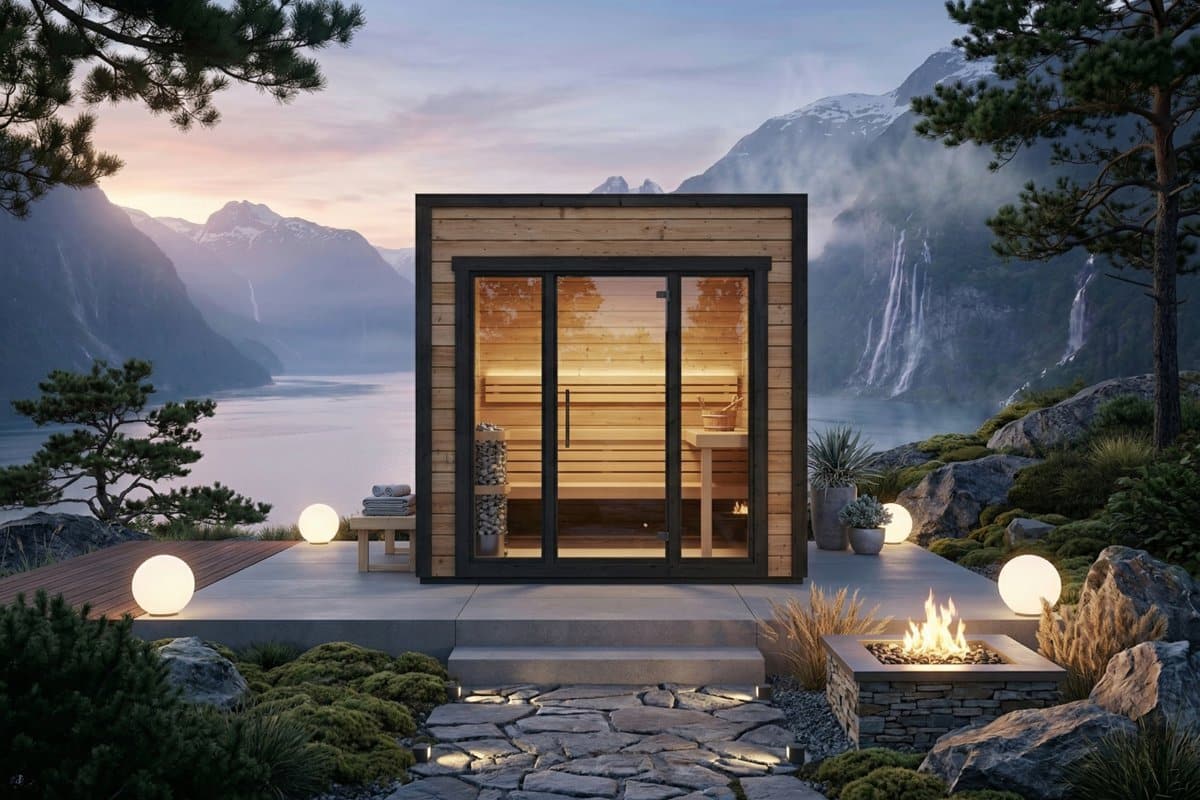 Kleine moderne Gartensauna „Sogne” Kleine moderne Gartensauna „Sogne”