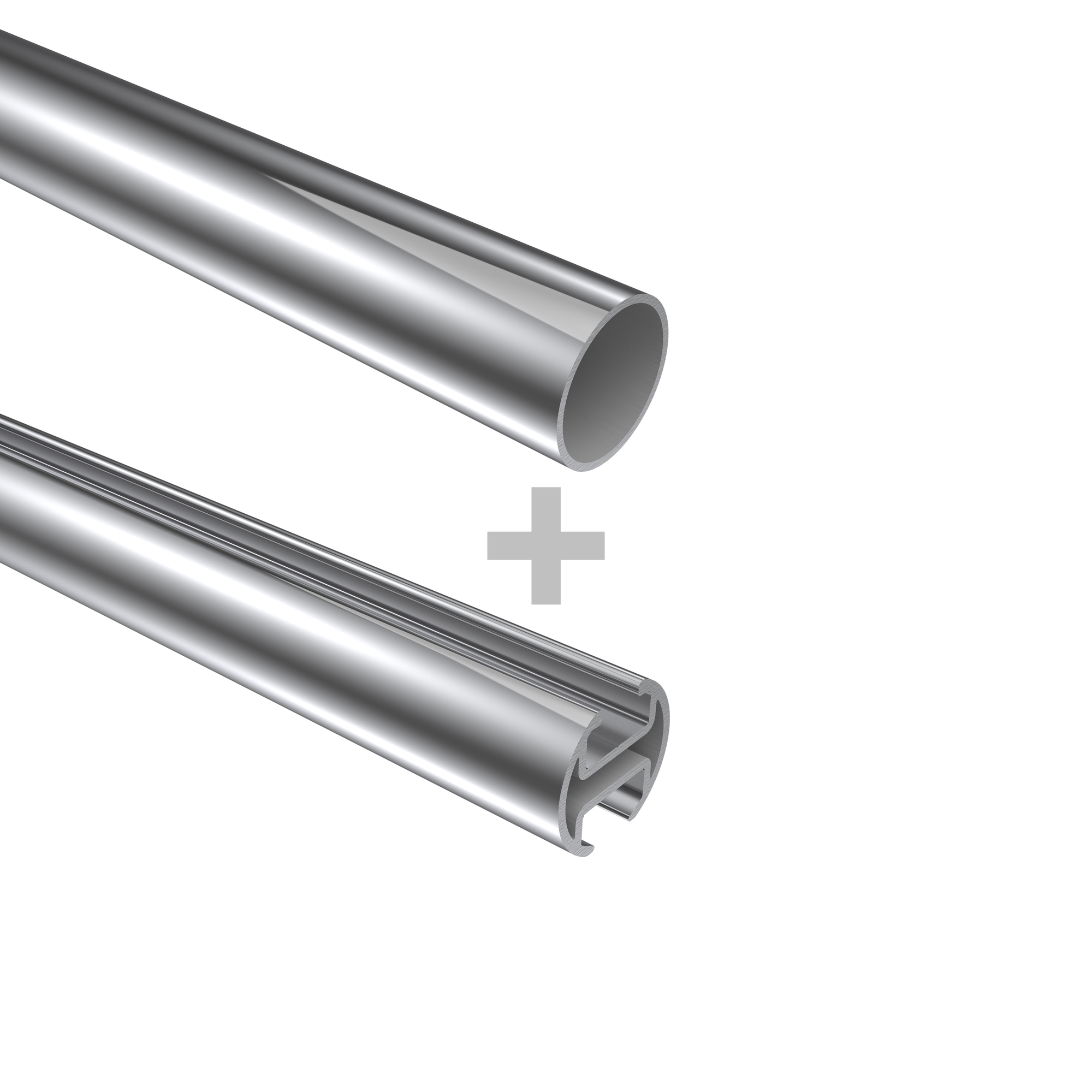 Rundrohr-Innenlauf-Gardinenstange Chrom / Schwarz, Aluminium / Metall 20 mm Ø Platon Verano, zweiläufig – Bild 4