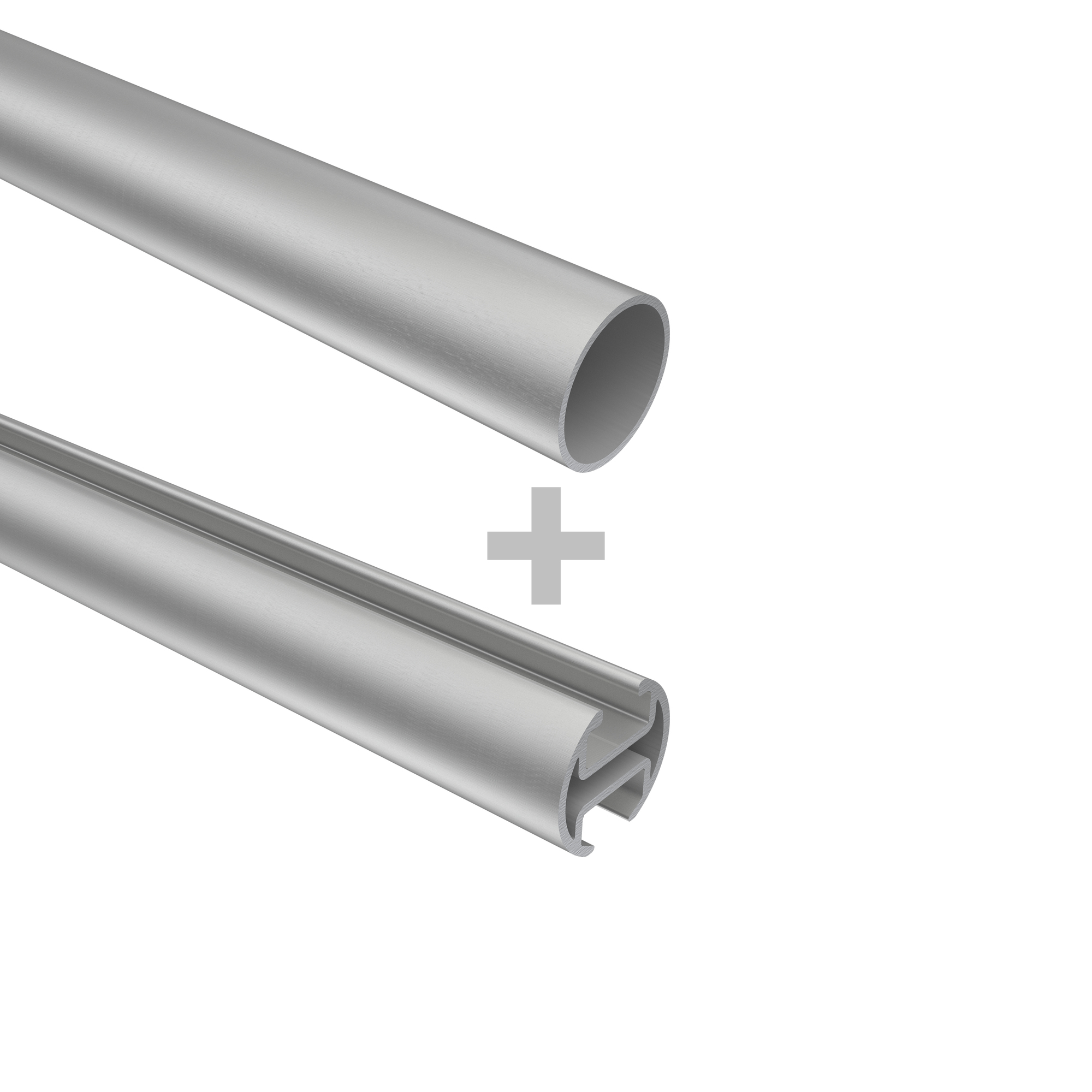 Rohr-Innenlauf-Vorhangstange Silbergrau / Edelstahl-Optik, zweiläufig Aluminium / Metall 20 mm Ø Prestige Savio – Bild 4