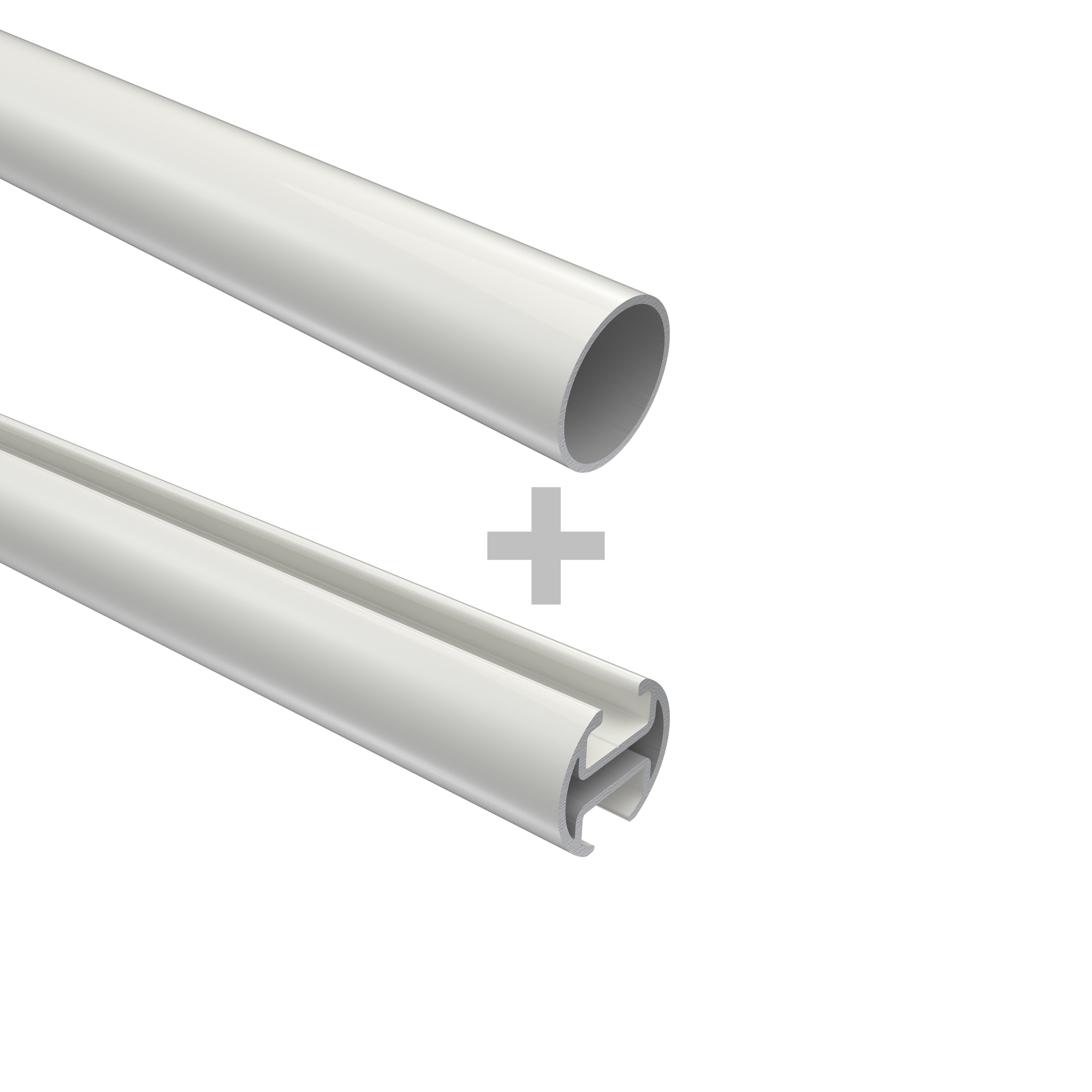 Rohr-Innenlaufstange Weiß / Messing-Optik, zweiläufig Aluminium / Metall 20 mm Ø Prestige Verano – Bild 4