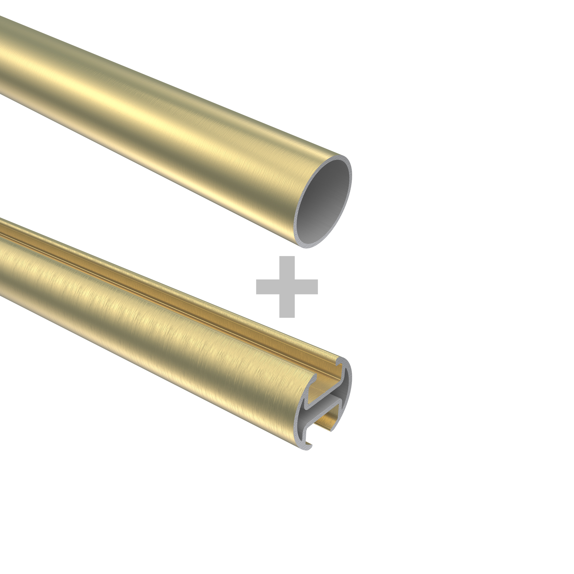 Vorhangstange mit Rohr / Innenlauf Messing-Optik / Schwarz, 2-läufig Aluminium / Metall 20 mm Ø Prestige Savio – Bild 4