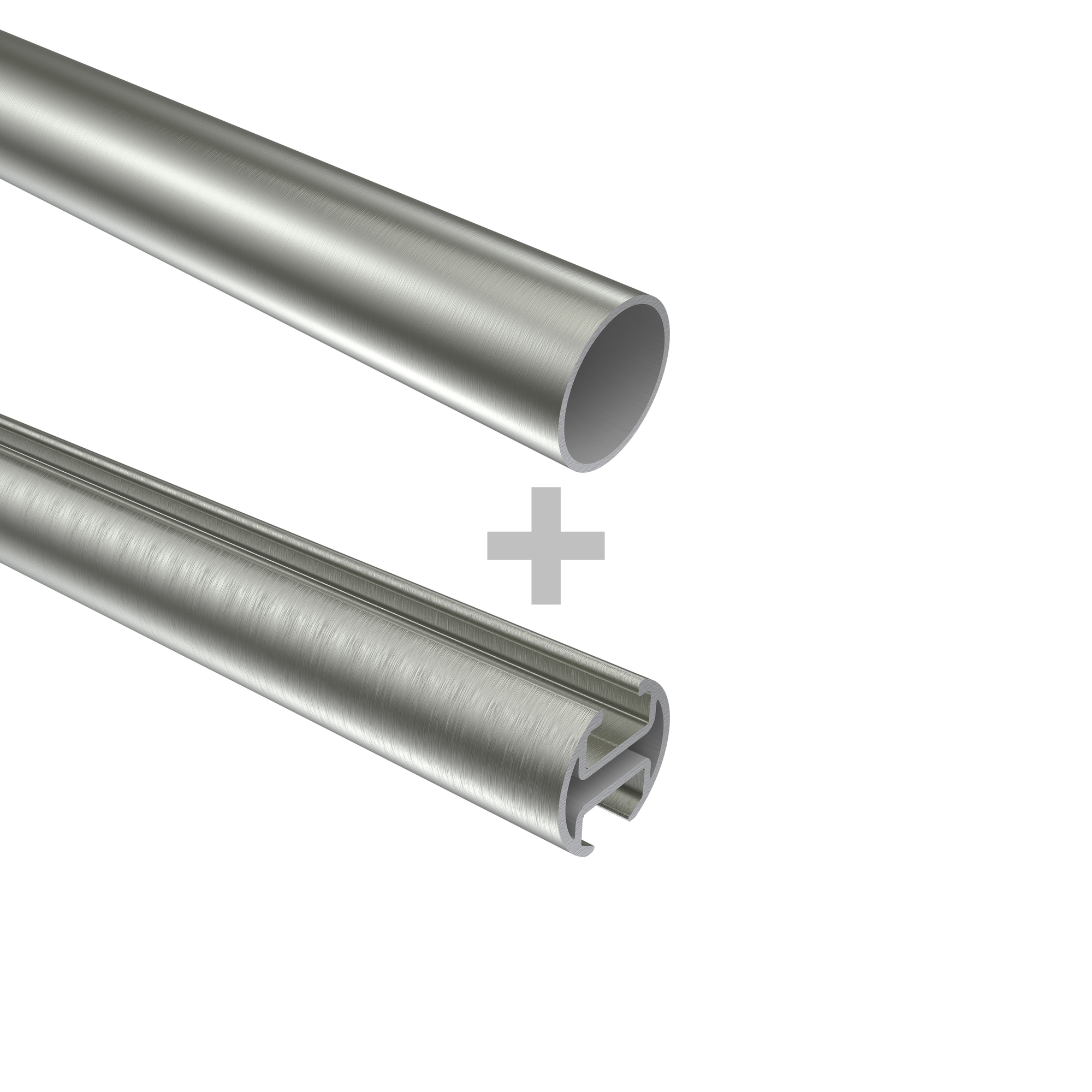 Rundrohr-Innenlauf-Vorhangstangen Edelstahl-Optik / Schwarz, Aluminium / Metall 20 mm Ø Prestige Bento – Bild 4