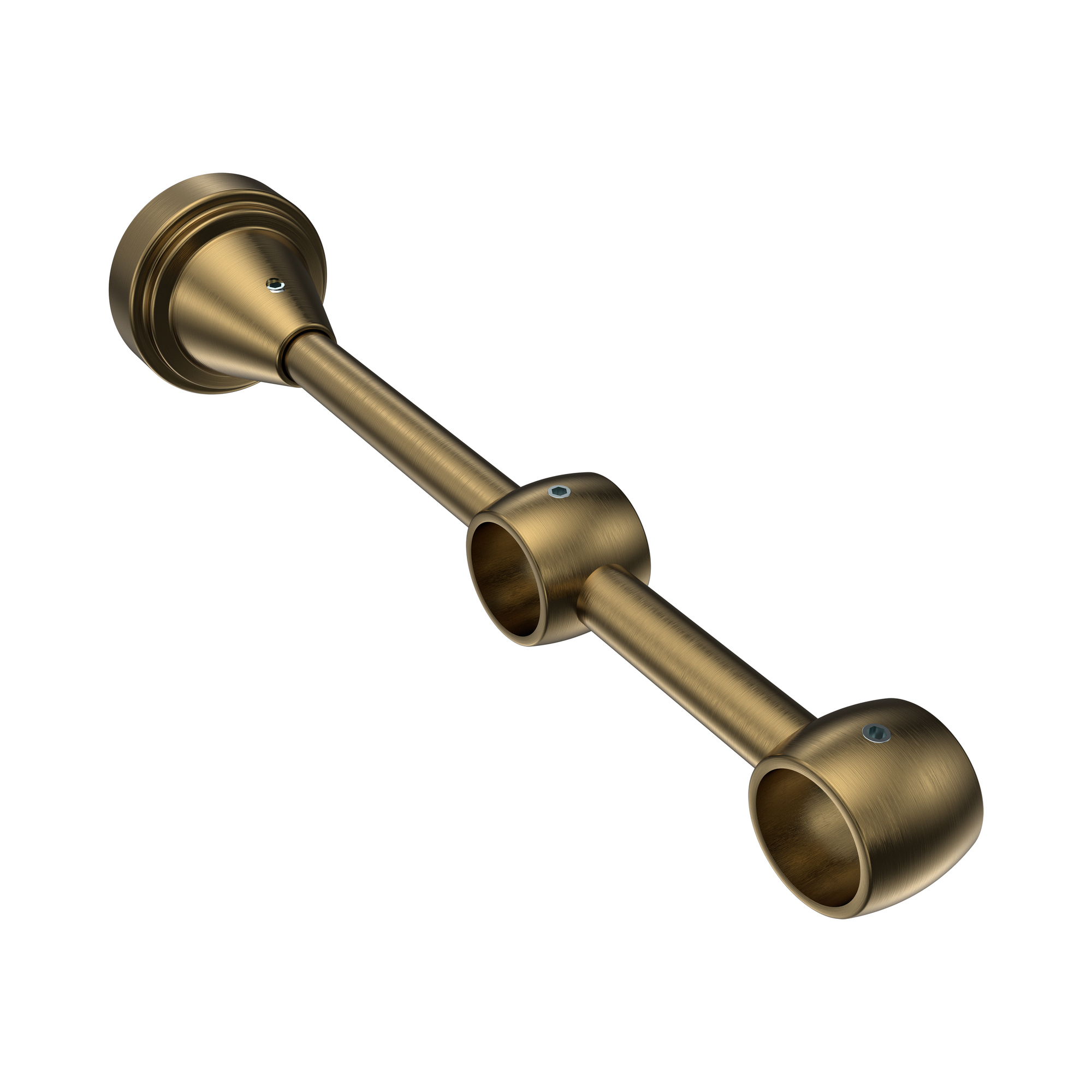 Gardinenstange Gold matt / Messing Antik, Metall 16 mm Ø Primus Lorenzo, doppelläufig – Bild 5