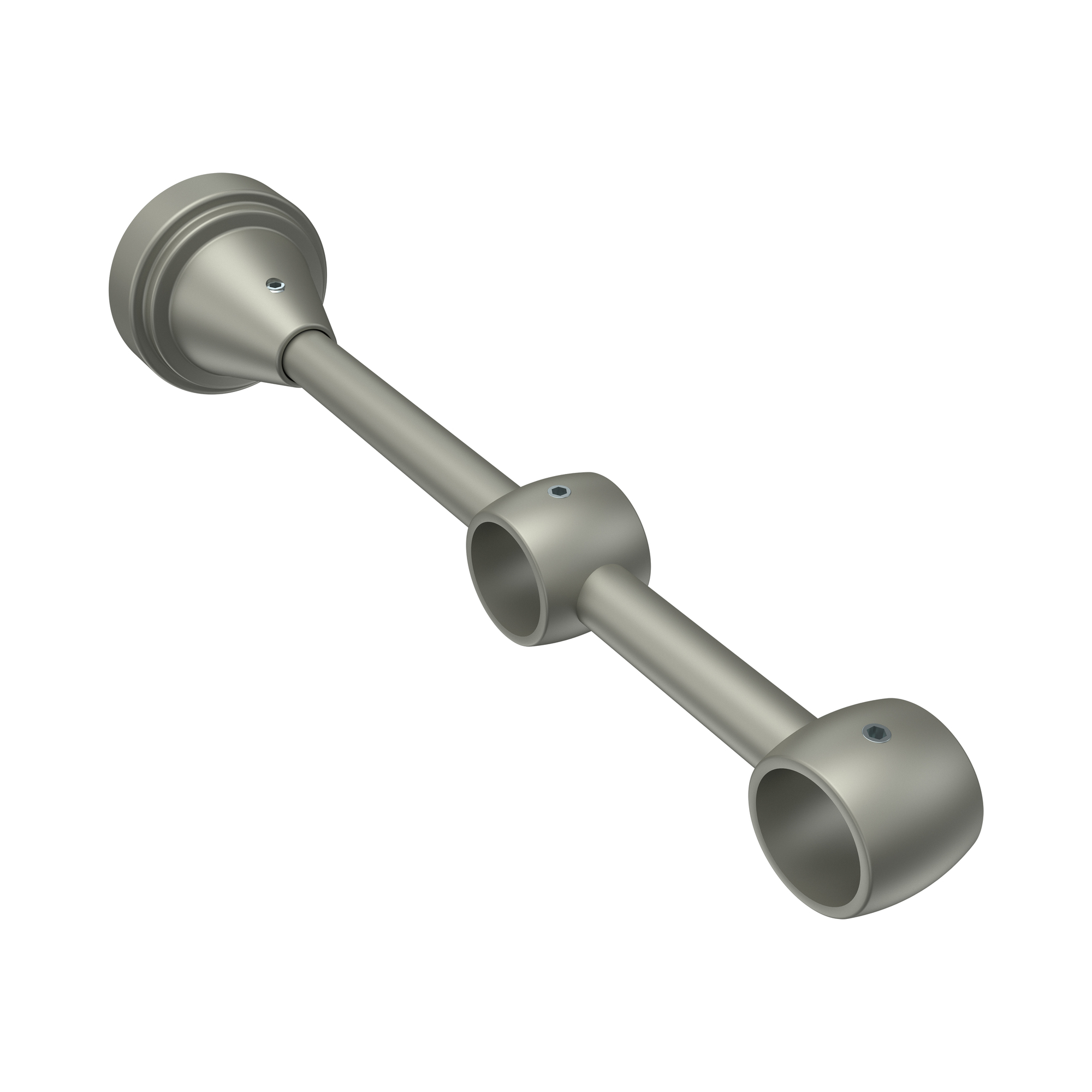 Gardinenstange Edelstahl-Optik / Chrom matt, Metall 16 mm Ø Primus Matteo, zweiläufig – Bild 5