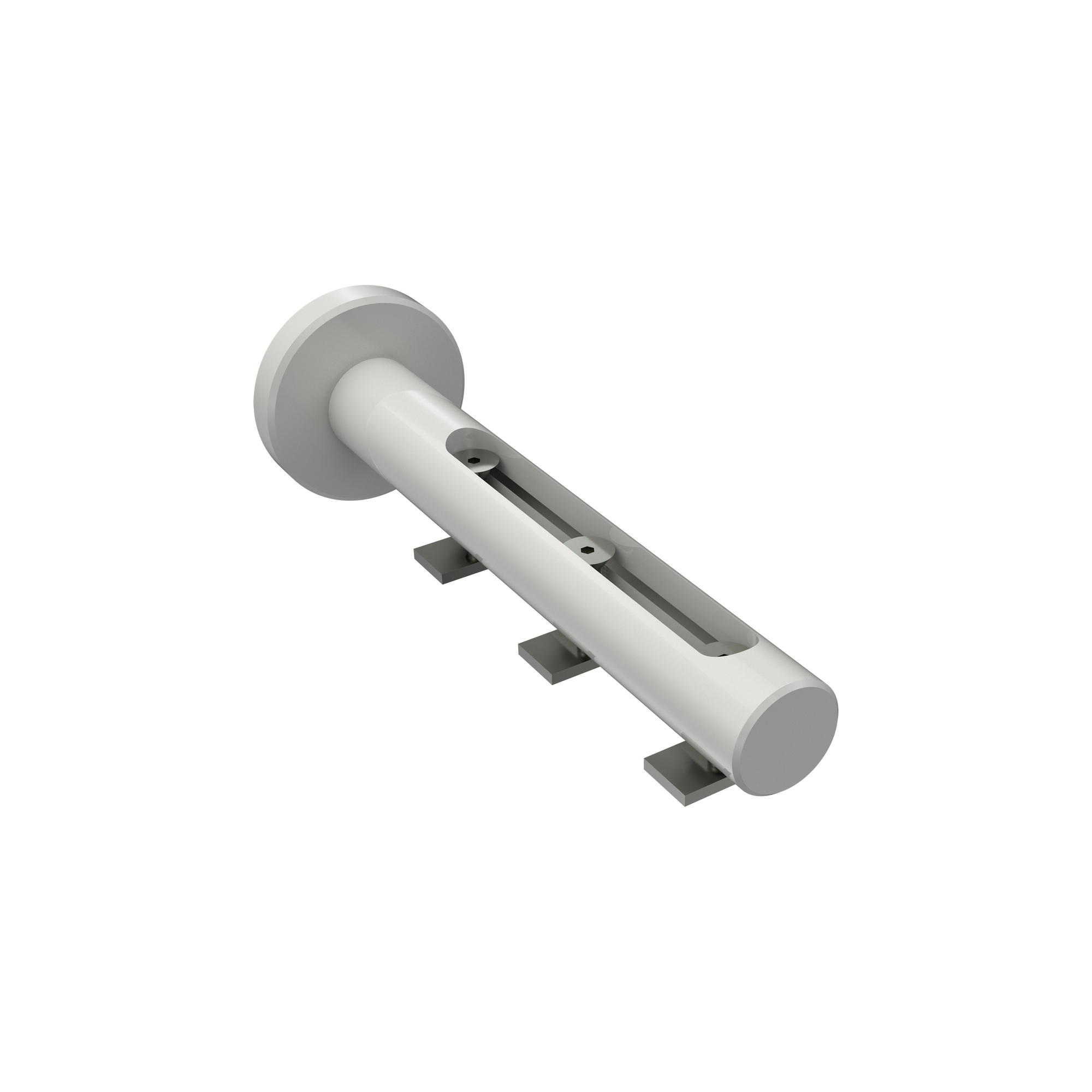 Innenlauf-Vorhangstange Edelstahl-Optik / Weiß, Aluminium / Metall 20 mm Ø Siteno Estana, dreiläufig – Bild 5