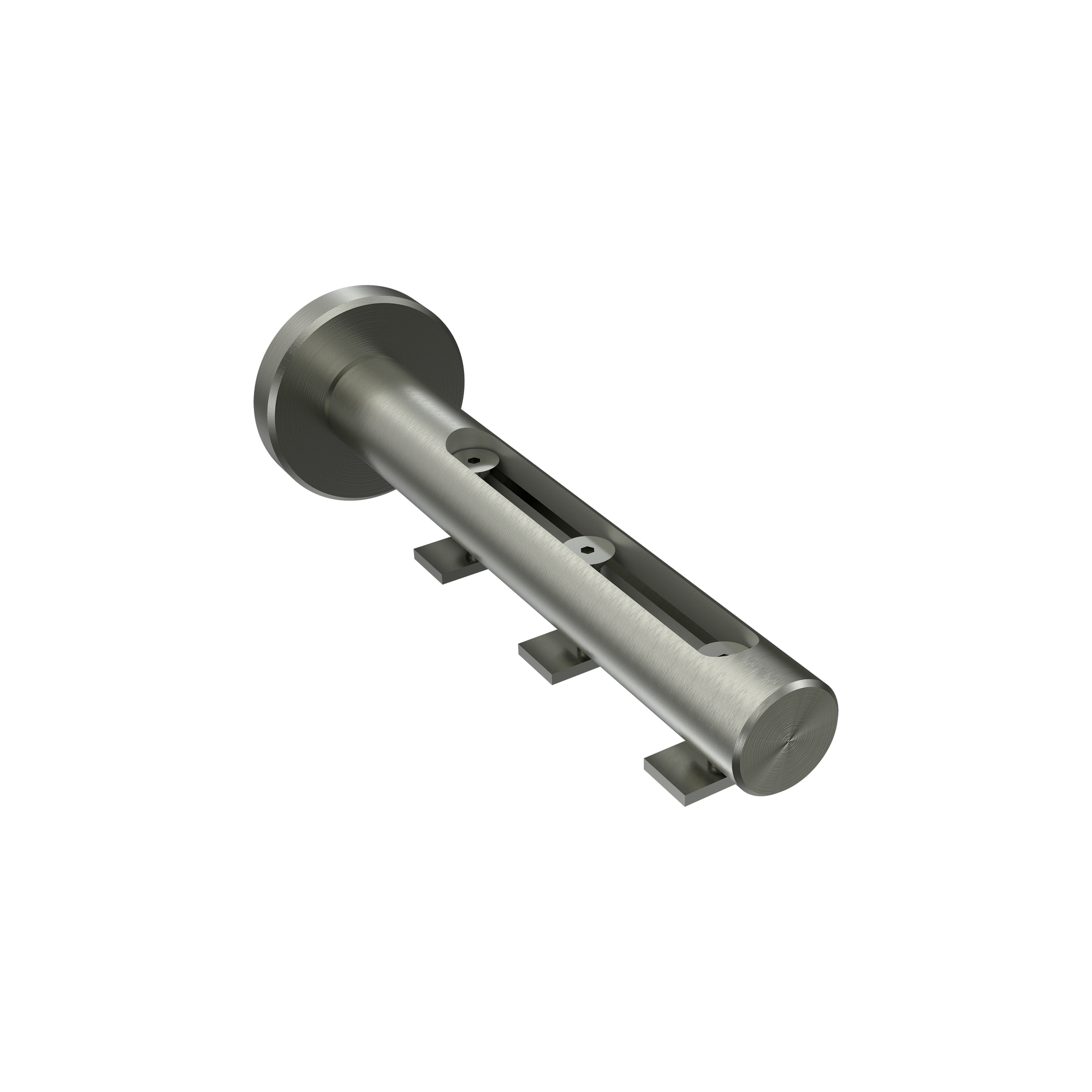 Innenlauf-Gardinenstange Silbergrau / Edelstahl-Optik, Aluminium / Metall 20 mm Ø Siteno Tanara, dreiläufig – Bild 5