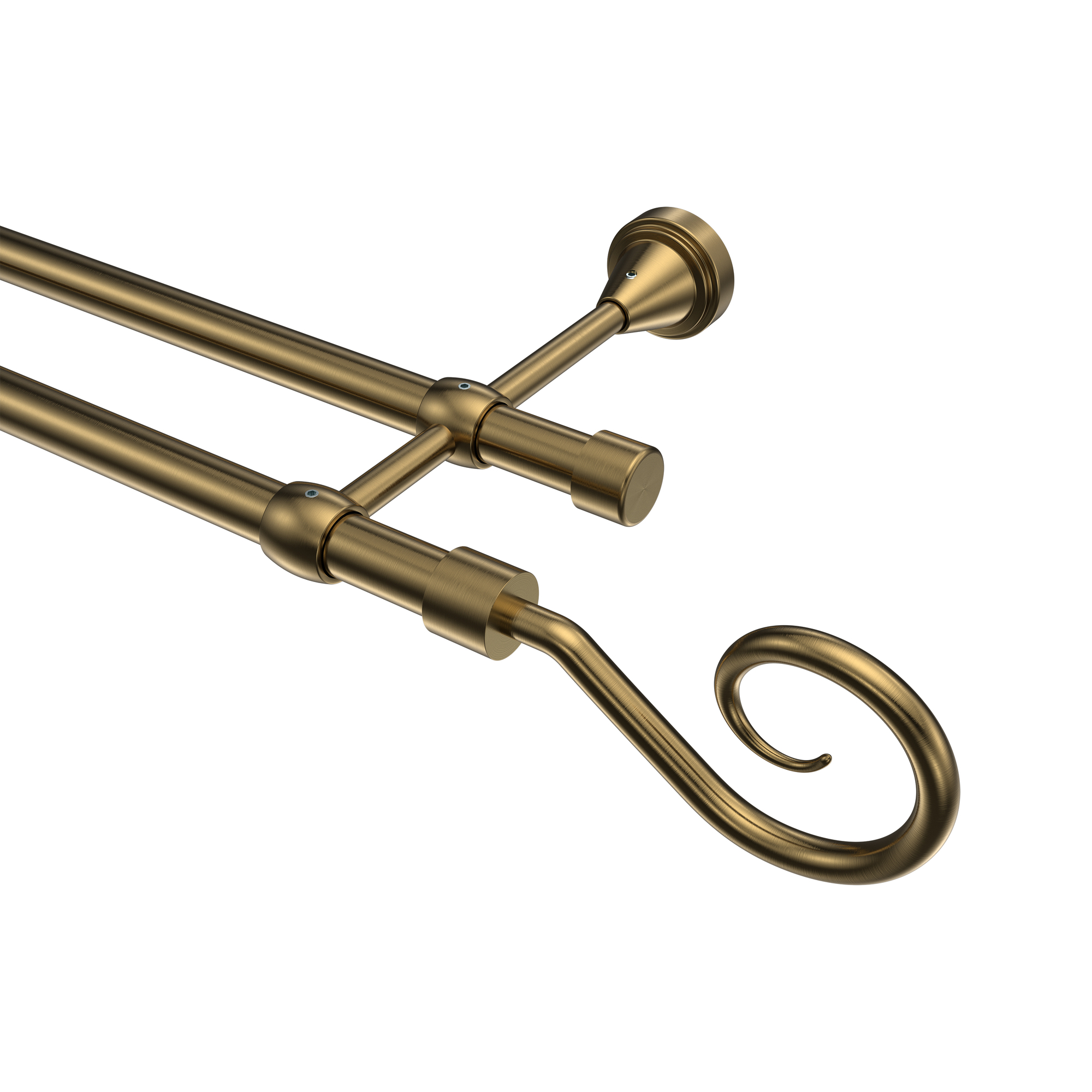 Gardinenstange Messing Antik, Metall 16 mm Ø Primus Allegra, 2-läufig Gardinenstange Messing Antik, Metall 16 mm Ø Primus Allegra, 2-läufig