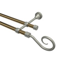 Vorhangstange Messing Antik / Chrom matt, Metall 16 mm Ø Primus Allegra, doppelläufig Vorhangstange Messing Antik / Chrom matt, Metall 16 mm Ø Primus Allegra, doppelläufig