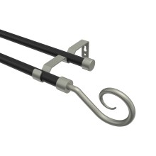 Gardinenstange Schwarz / Chrom matt, Metall 16 mm Ø Olymp Allegra, zweiläufig Gardinenstange Schwarz / Chrom matt, Metall 16 mm Ø Olymp Allegra, zweiläufig