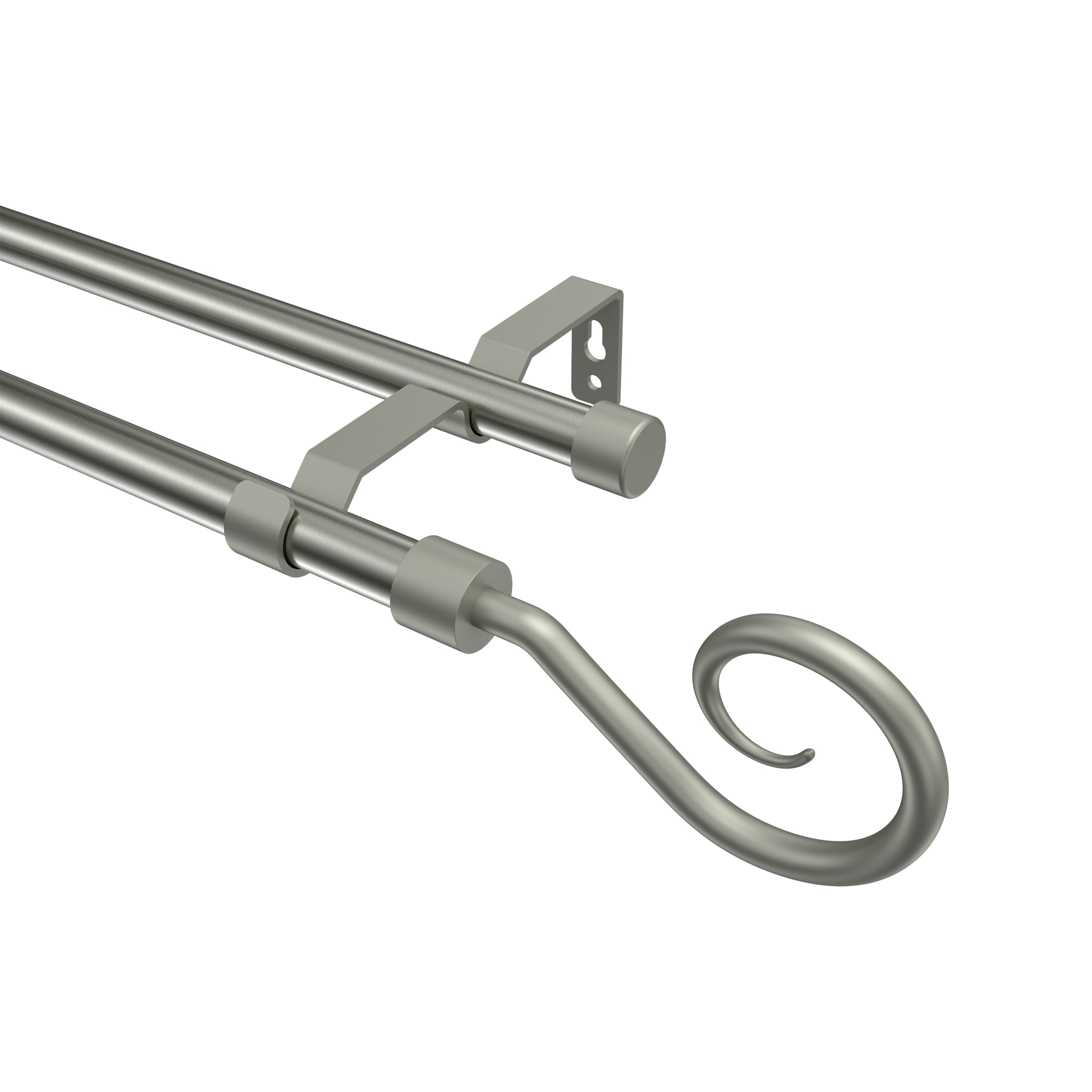 Vorhangstange Edelstahl-Optik / Chrom matt, Metall 16 mm Ø Olymp Allegra, zweiläufig Vorhangstange Edelstahl-Optik / Chrom matt, Metall 16 mm Ø Olymp Allegra, zweiläufig