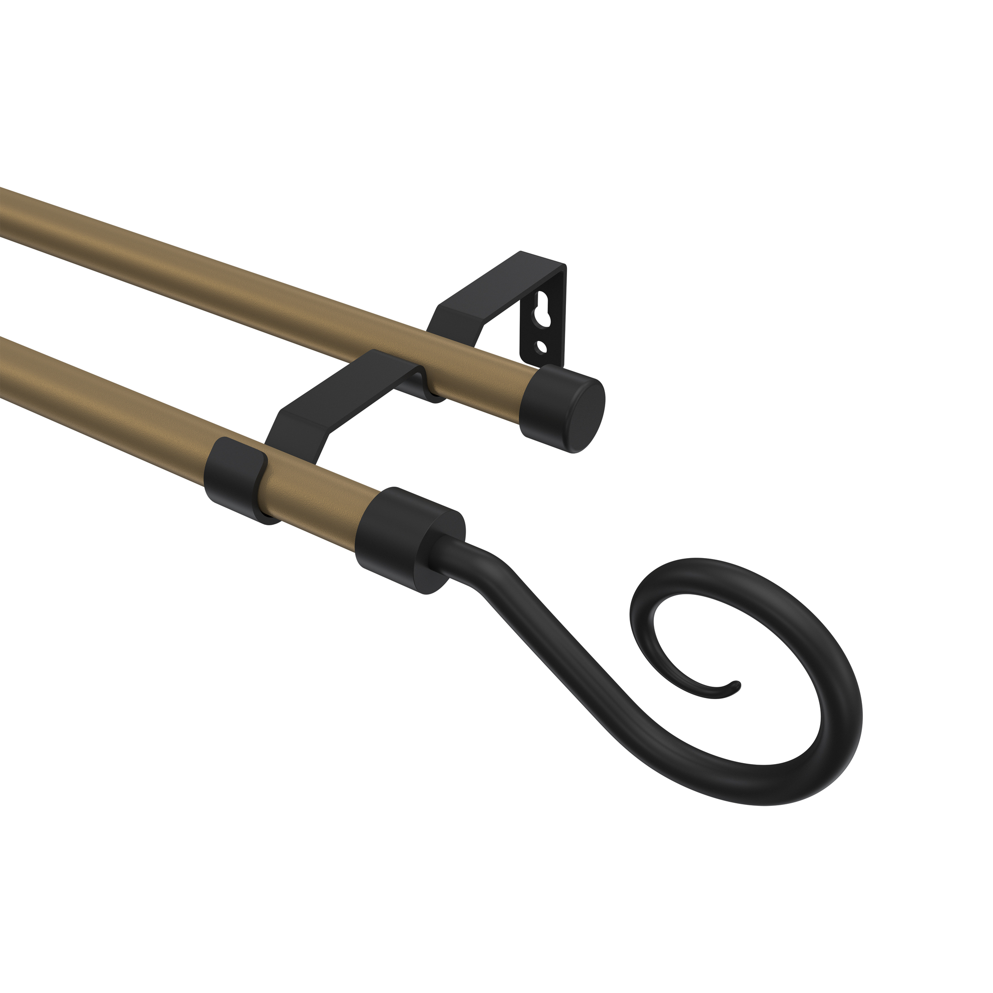 Vorhangstange Gold matt / Schwarz, Metall 16 mm Ø Olymp Allegra, 2-läufig Vorhangstange Gold matt / Schwarz, Metall 16 mm Ø Olymp Allegra, 2-läufig