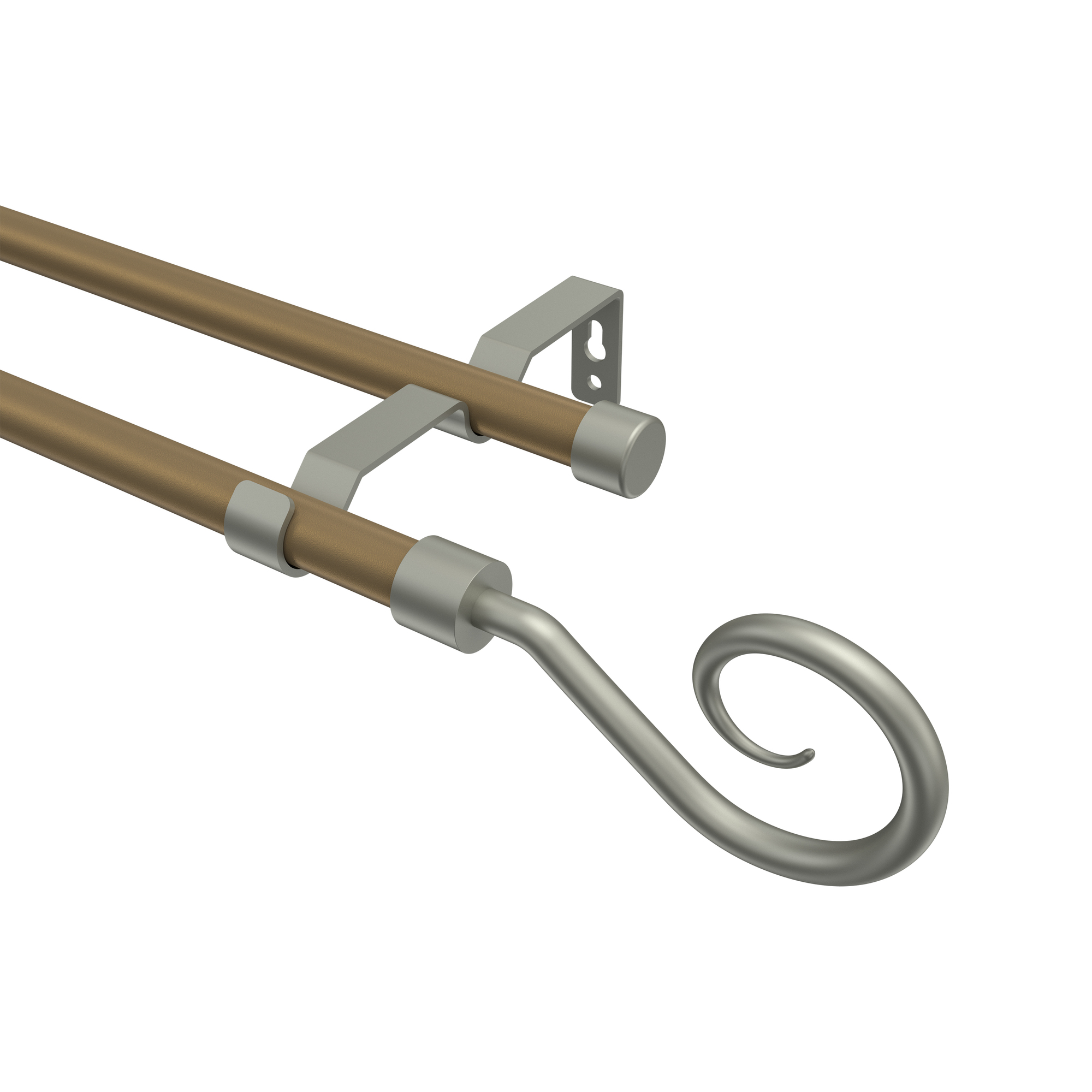 Gardinenstange Gold matt / Chrom matt, Metall 16 mm Ø Olymp Allegra, zweiläufig Gardinenstange Gold matt / Chrom matt, Metall 16 mm Ø Olymp Allegra, zweiläufig